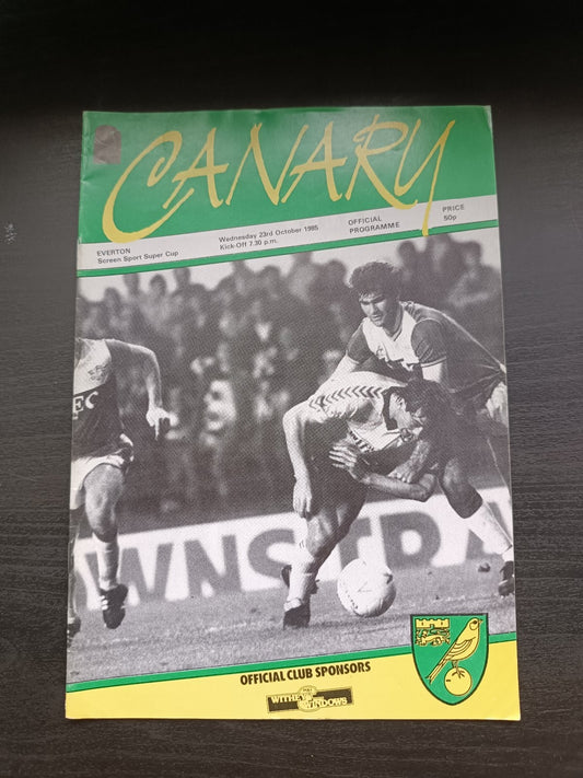 programma calcio Canary V Everton 23rd 1985