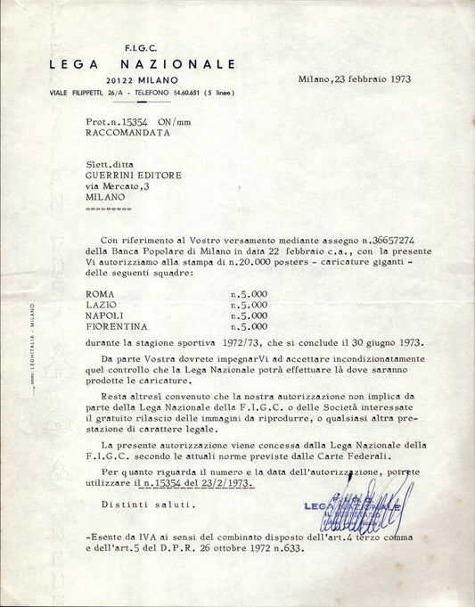 carta intestata societ� sportiva Calcio Lega 1973 05