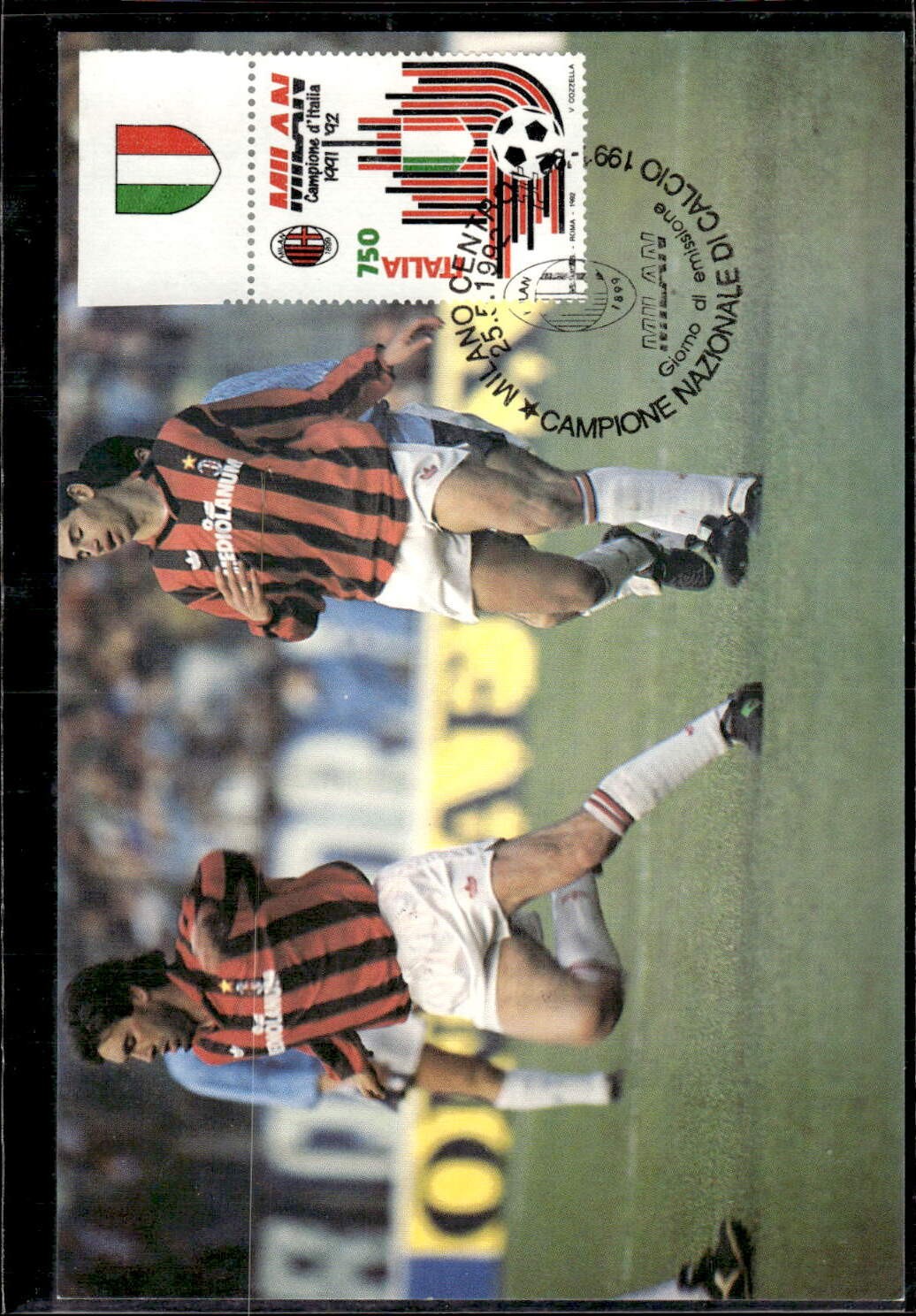 cartolina postcard calcio Milan Milan Campione d'Italia 1992 #855