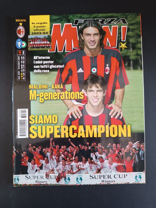 rivista FORZA MILAN - anno 2003 - n 9 Maldini Kaka (con poster)