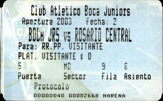 biglietto stadio BOCA JRS VS ROSARIO CENTRAL 541000
