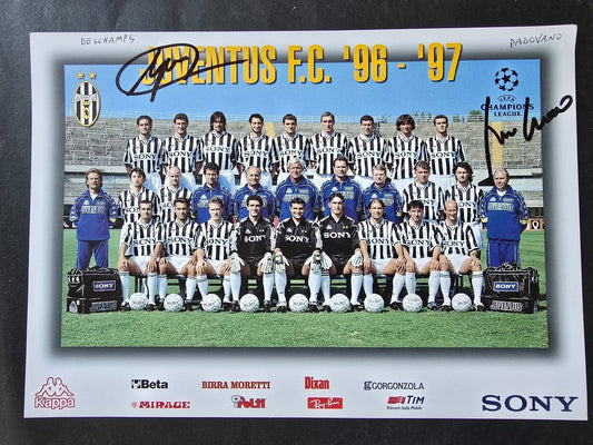 Autografo autograph originale Cartolina Ufficiale Juventus DESCHAMP E PADOVANO