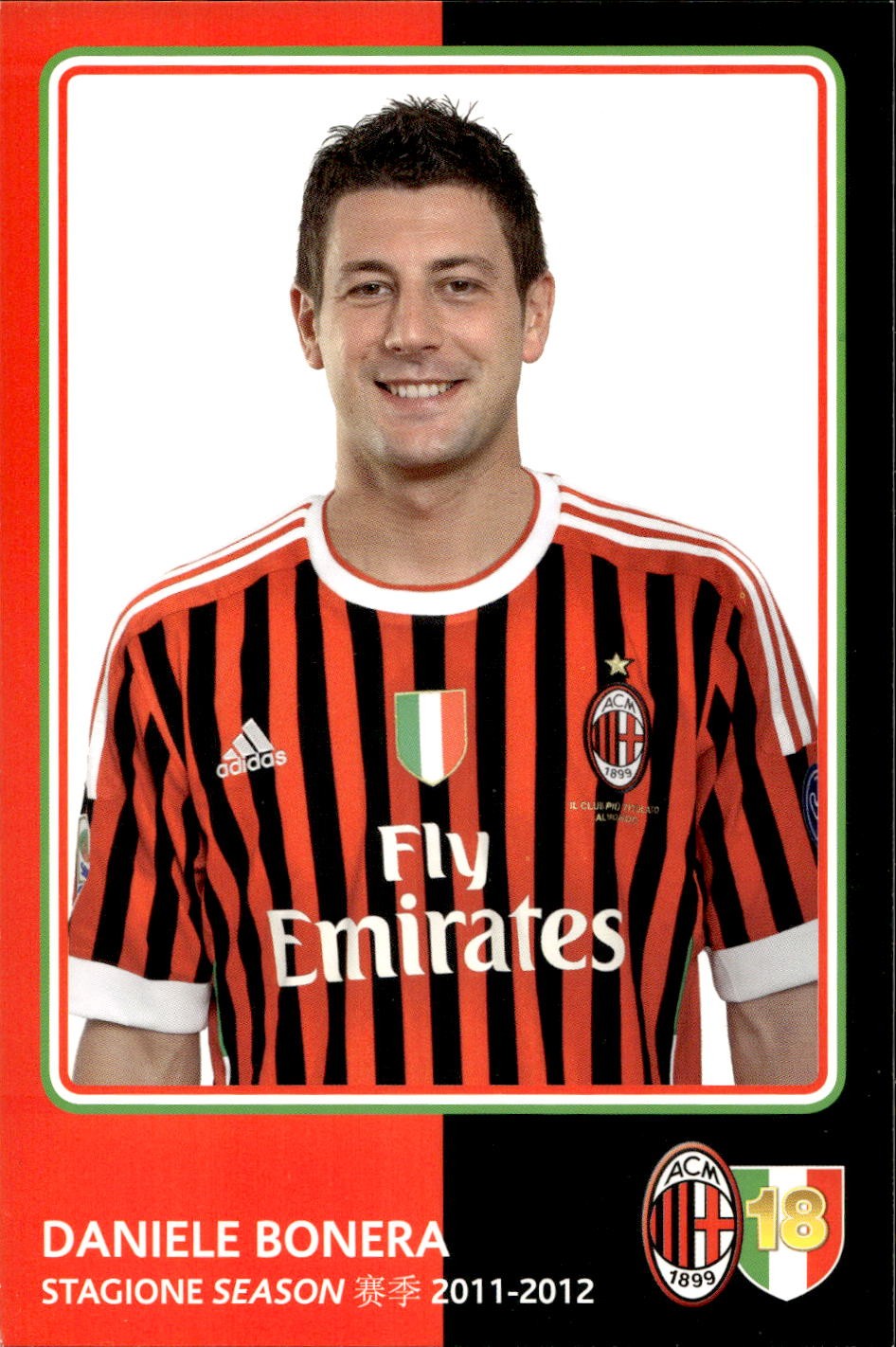 cartolina postcard Calcio Milan 2011-12 - Boner