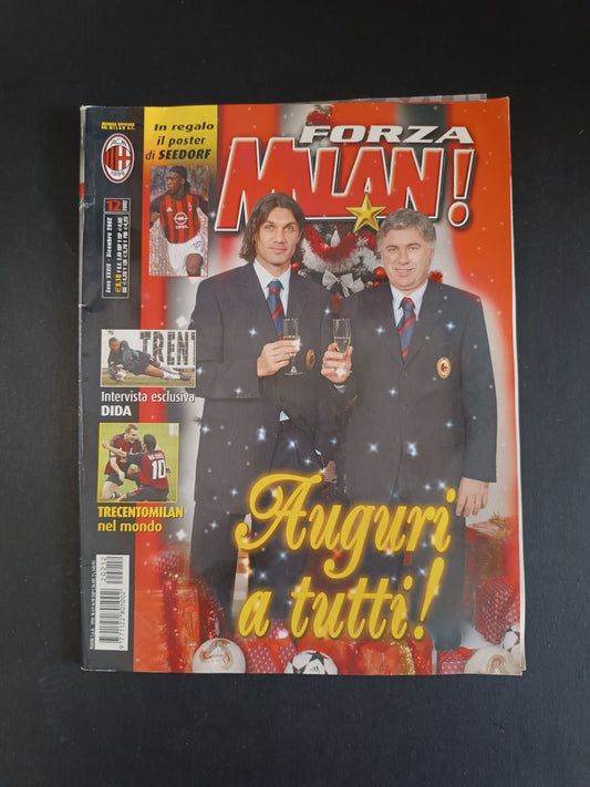 rivista FORZA MILAN - anno 2002 - n 12 Ancelotti e Maldini (con poster)