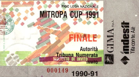 Biglietto stadio FIGC Lega Nazionale Mitropa Cup 1991 Finale n 000149