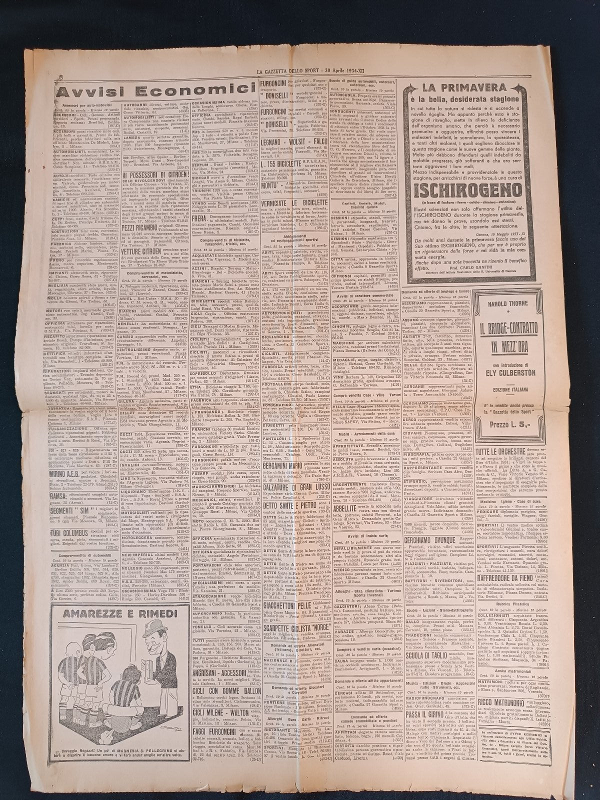 rivista La gazzetta dello sport anno 1934 numero 103 Juventus scudetto
