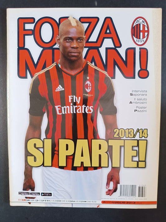 rivista FORZA MILAN - anno 2013 n 7 - Ballottelli (con poster)