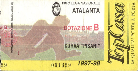 biglietto stadio ATALANTA 1997/98