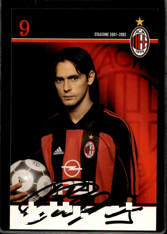 cartolina postcard Calcio Milan con Autografo 2001/02  - Filippo Inzaghi (4