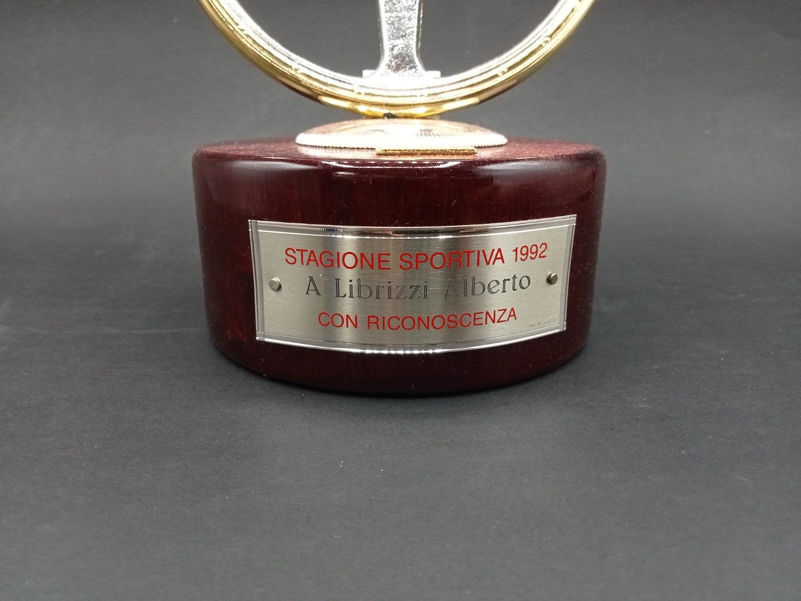 Trofeo Coppa con cofanetto Stagione Sportiva 1992 Librizzi Alberto volante d'oro
