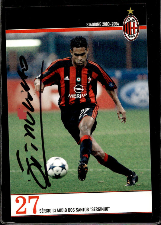 cartolina postcard Calcio Milan con Autografo 2003/04  - Serginho