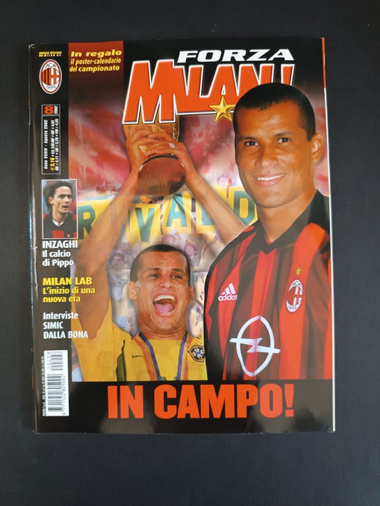 rivista FORZA MILAN - anno 2002 - n 8 Rivaldo (con poster)