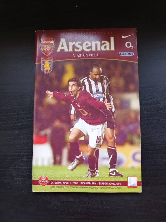 programma calcio Arsenal V Aston Villa 1st 2006