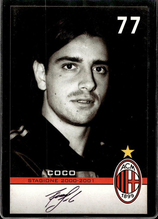 cartolina postcard Calcio Milan con Autografo 2000/2001.  - Coco (10
