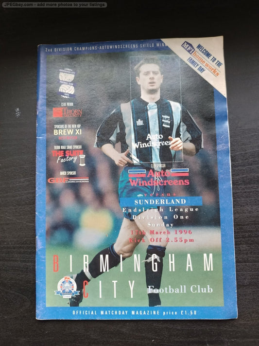 programma calcio Birmingham V Sunderland 17th 1996