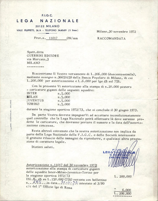 carta intestata societ� sportiva Calcio Lega 1972 01