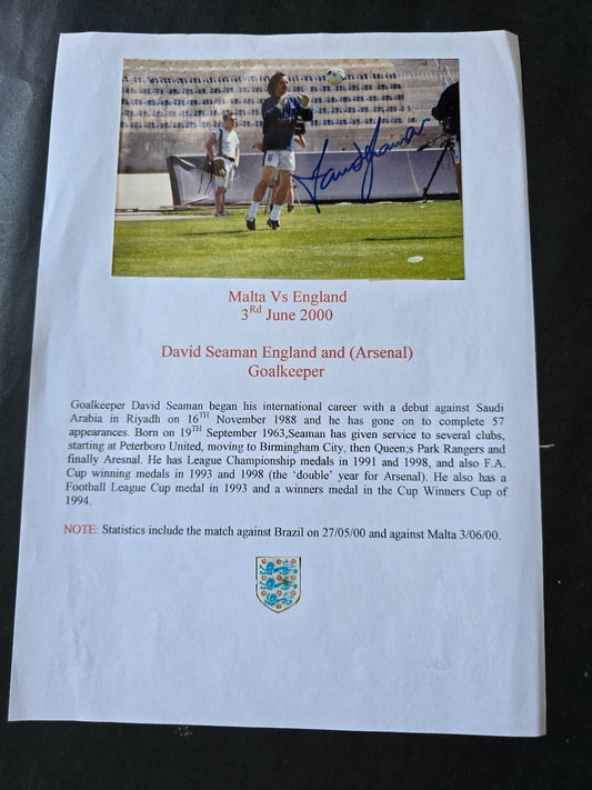 Autografo autograph originale su foto David Seaman  England