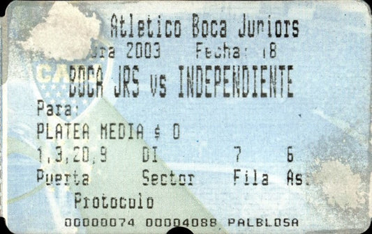 biglietto stadio BOCA JRS VS INDEPENDIENTE