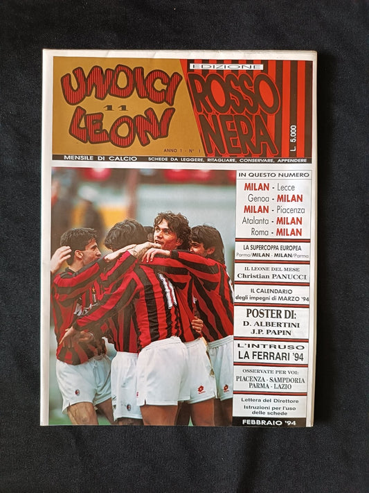 rivista con poster UNIDICI LEONI ed Rossonera - n 2 1994 Massaro (100x70 cm)