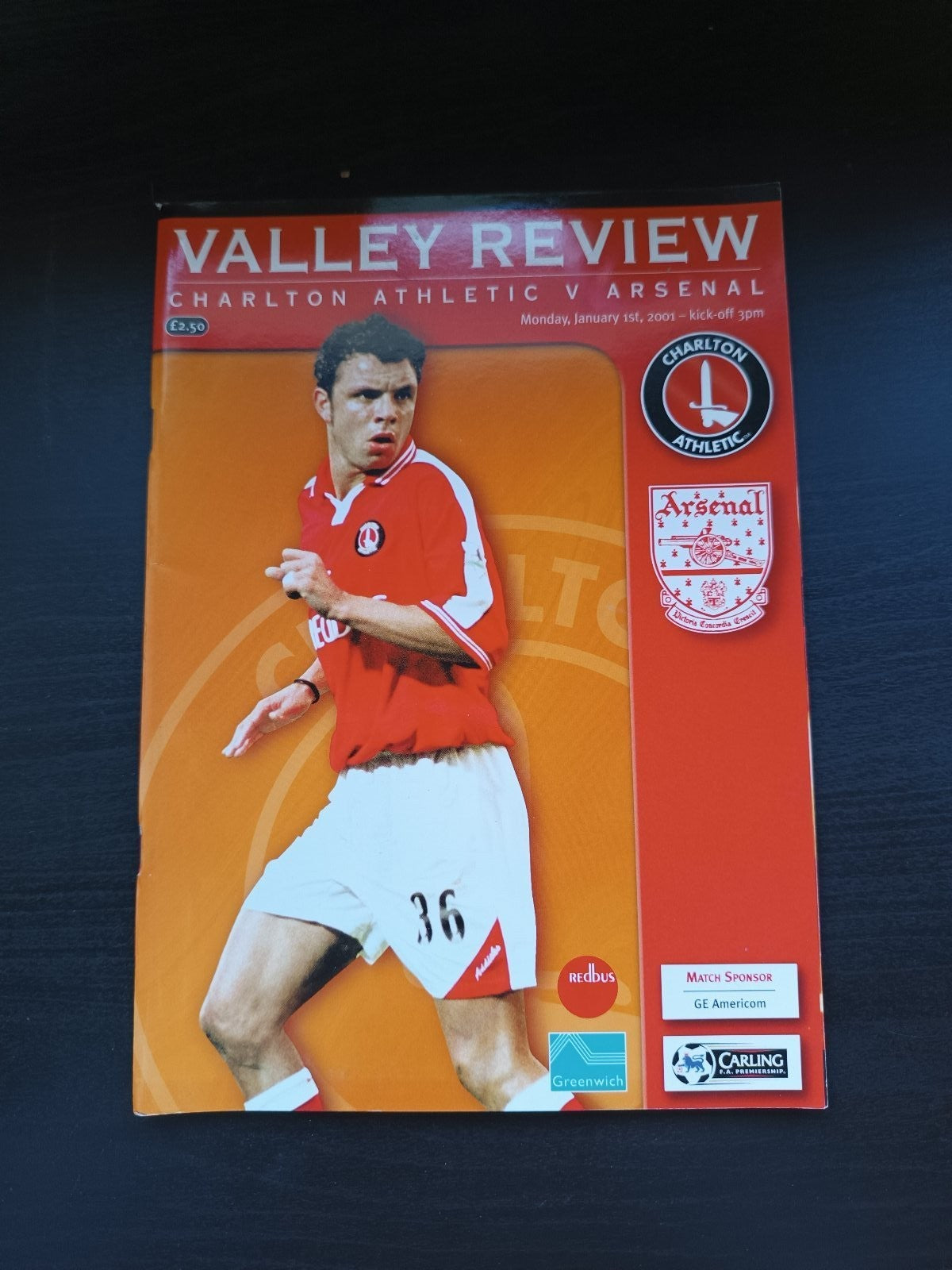 programma calcio Charlton Athetlic V Arsenal 1st 2001