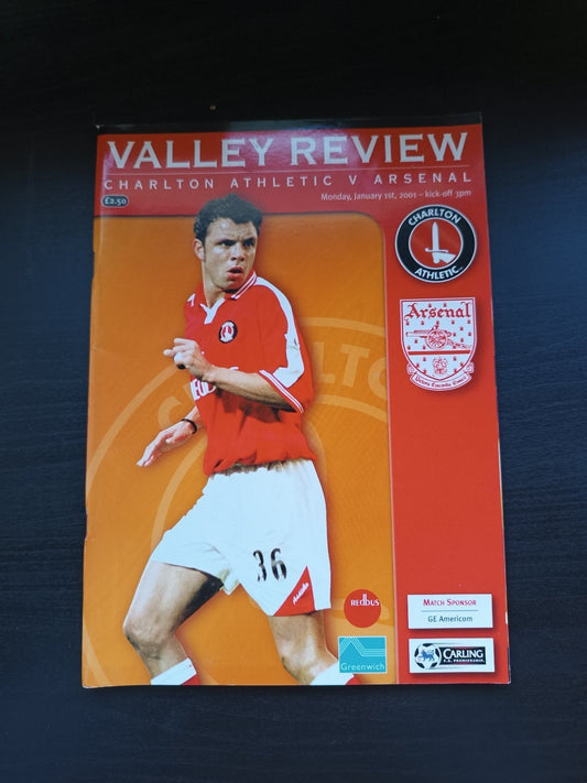 programma calcio Charlton Athetlic V Arsenal 1st 2001