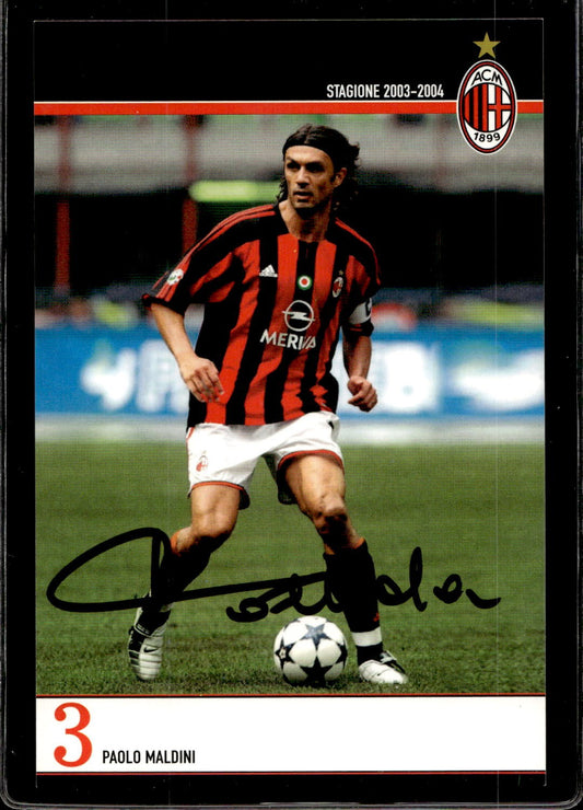 cartolina postcard Calcio Milan con Autografo 2003/04  - Maldini