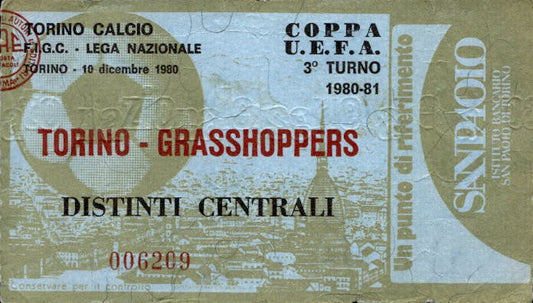 Biglietto stadio Torino-Grasshoppers Coppa Uefa 1980-81