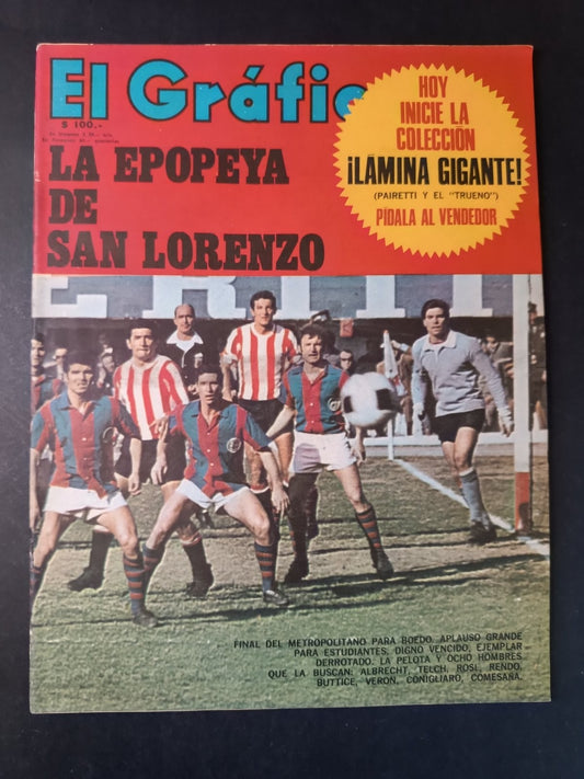 Rivista EL GRAFICO numero 2548  anno 1968 -  San Lorenzo (con poster)