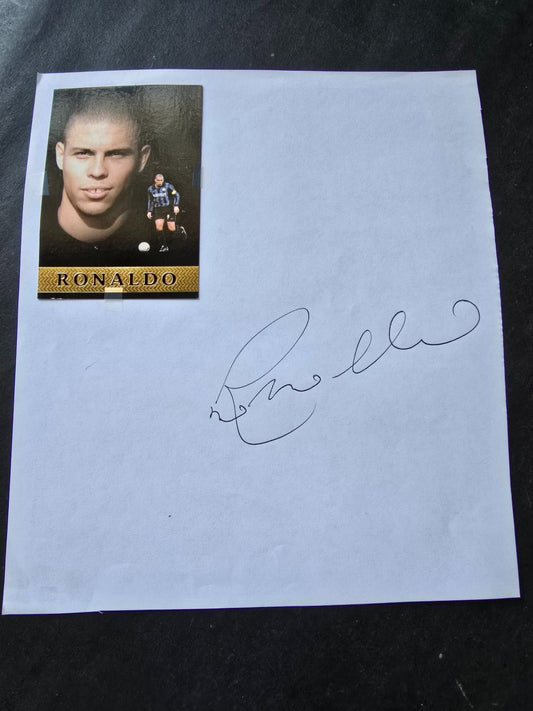 Autografo autograph original su foglietto  Ronaldo Lu�s Naz�rio de Lima fenomeno