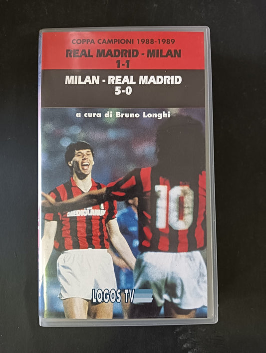 VHS COPPA CAMPIONI 1988-1989 REAL MADRID-MILAN 1-1 MILAN-REAL MADRID 5-0 Logos