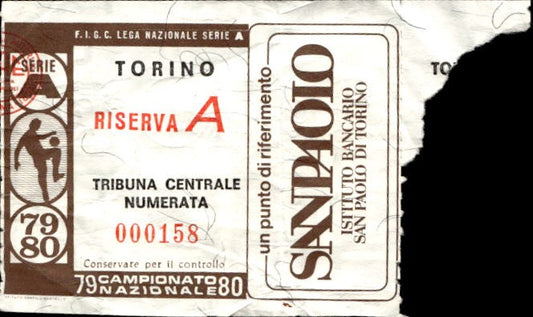 Biglietto stadio Torino Riserva A Campionato Nazionale 79-80