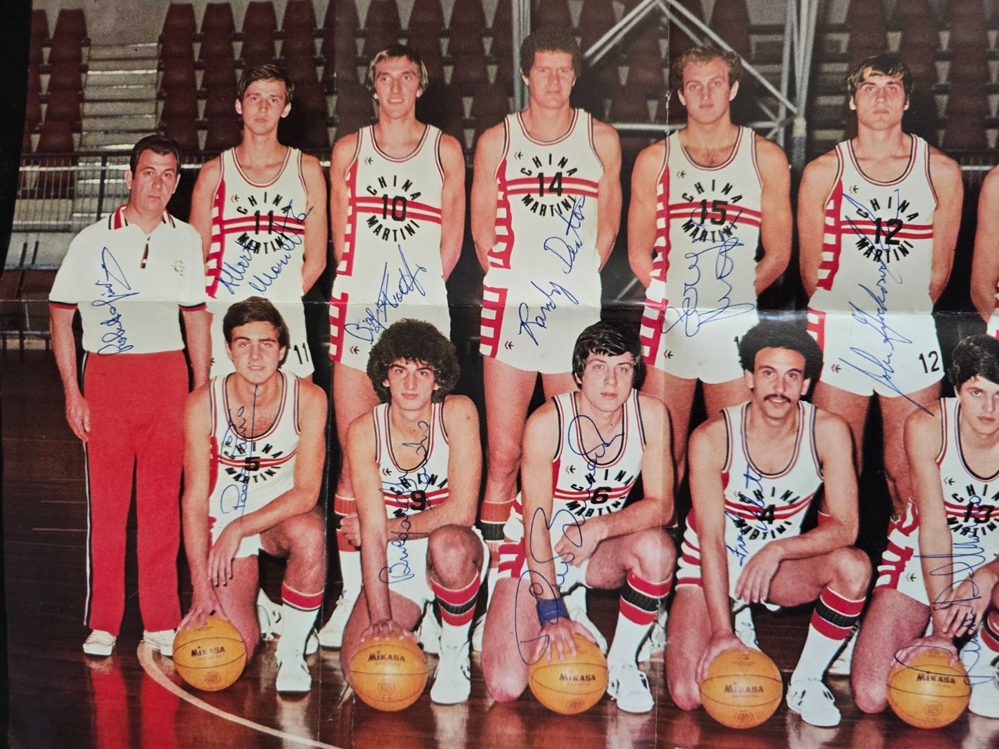CHINAMARTINI Auxilium Basket Torino Poster anni 70/80 autografato in originale