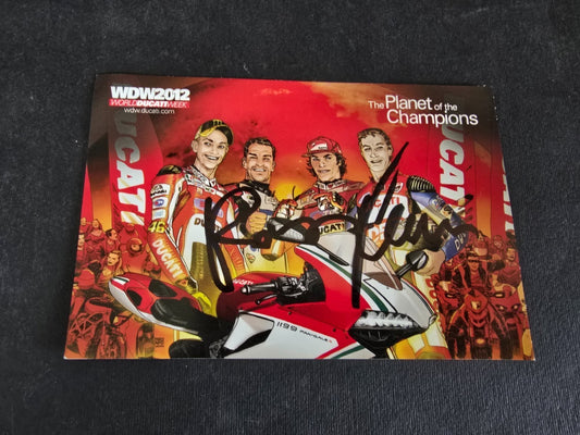 autografo autograph originale Valentino Rossi su cartolina 2012 bis
