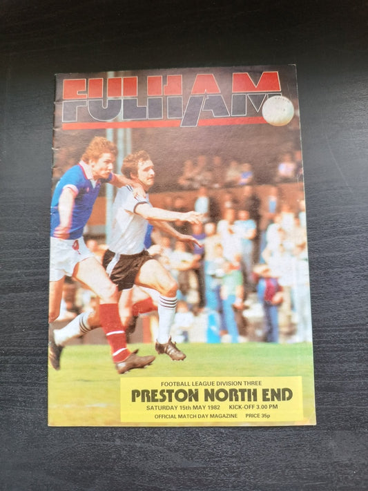 programma calcio Fulham V Preston North End 15th 1982