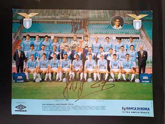 Cartoncino LAZIO 1994-95 con autografo Signori, Marchegiani, Winter