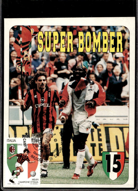 cartolina postcard Calcio Milan Super Bomber 1996