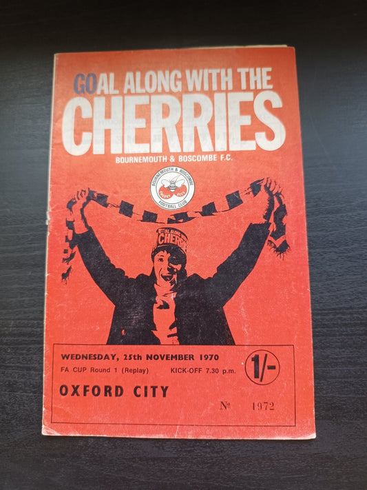 programma calcio Bournemouth V Oxford City 25th 1970