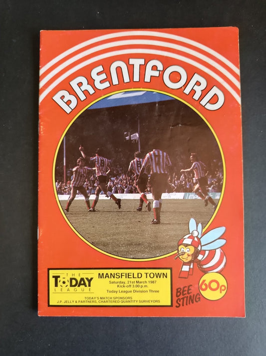 programma calcio Brentford vs Mansfield Town 1987