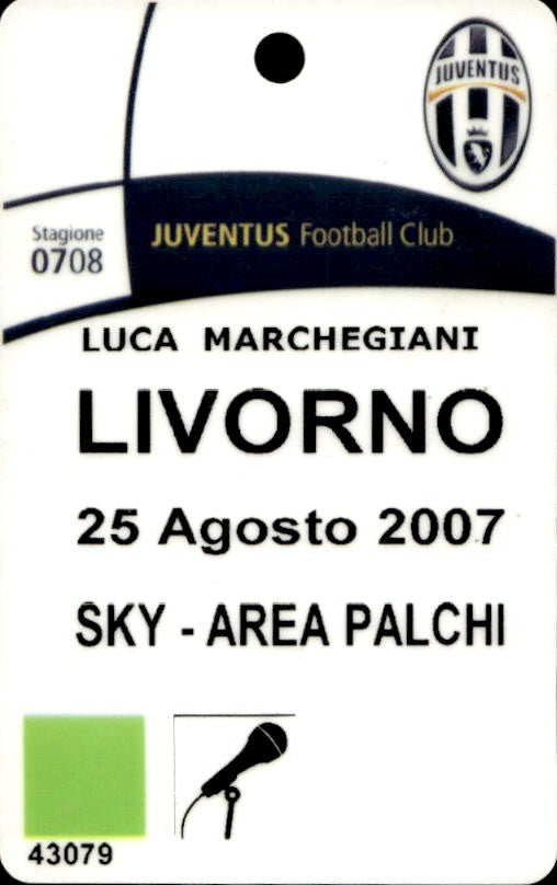 biglietto Ticket Stadio Juventus Livorno 25/08/2007 Sky-Area Palchi n 43079