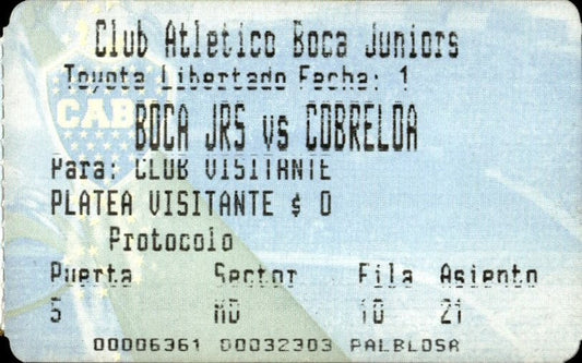 biglietto stadio BOCA JRS VS COBRELOA 502730