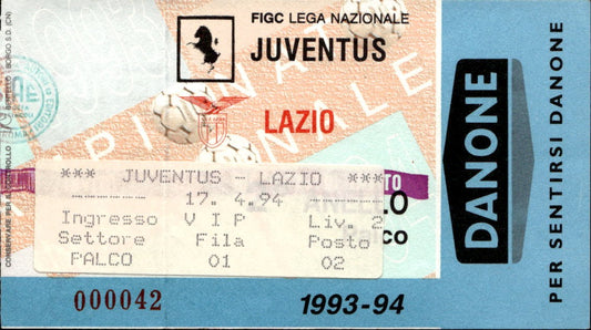 biglietto Ticket Stadio Juventus Lazio 17/04/1994 n 000042
