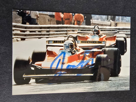 Autografo autograph originale su foto Jody Scheckter automobilismo