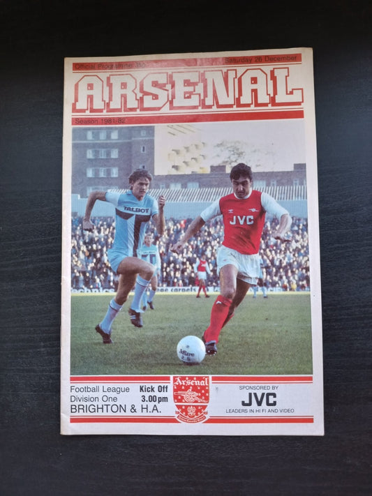 programma calcio Arsenal V Brighton 26th 1981
