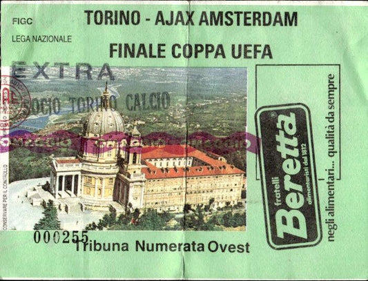 Biglietto stadio Torino-Ajax Amsterdam Finale coppa Uefa n 000255