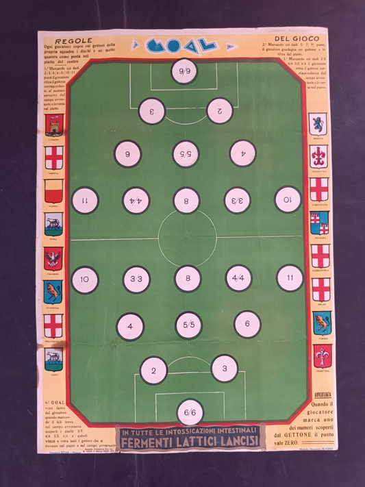 MANIFESTO GIOCO GOAL con le regole cm 50x70 circa