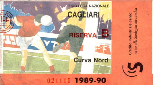 Biglietto stadio Cagliari Riserva B 1989-90 Lega Nazionale