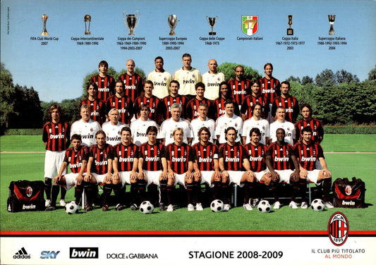 cartolina postcard calcio MILAN 2008-2009