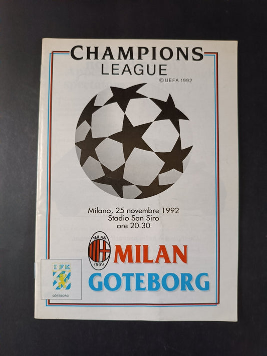 programma ufficiale CHAMPIONS LEAGUE MILAN GOTEBORG Milano 25 novembre 1992