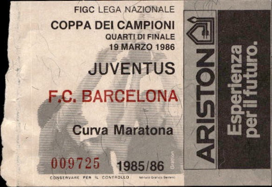 Biglietto stadio Juventus-F.C Barcelona 1985/86 Coppa Campioni 19/03/1986
