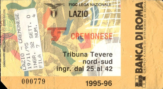 biglietto stadio LAZIO-CREMONESE 1995/96